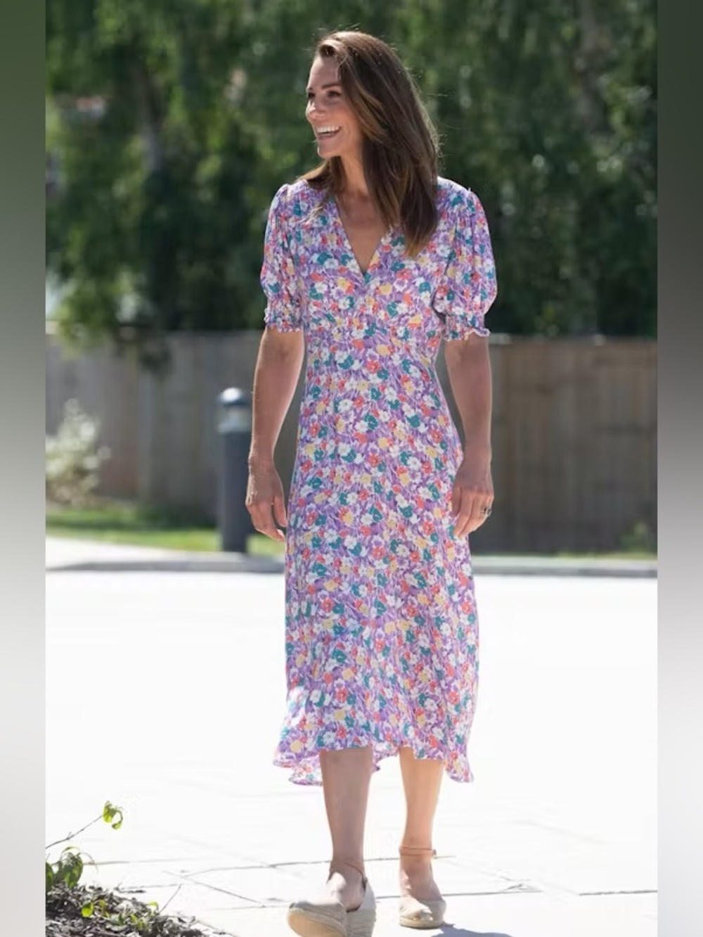 Floral Puff-Sleeve Midi Dress
